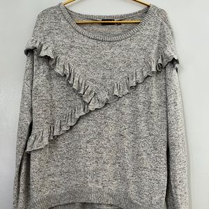 Heather Grey Long Sleeve with Ruffle Design Sweater